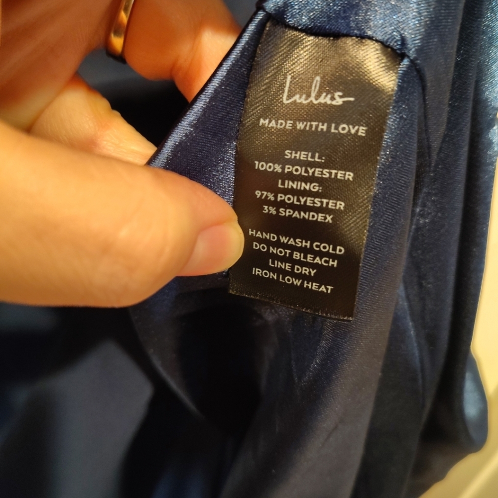 Lulus NWT Navy Blue Love Me Forever Tie Strap Square Neck Formal Maxi Dress 2X - Picture 8 of 9